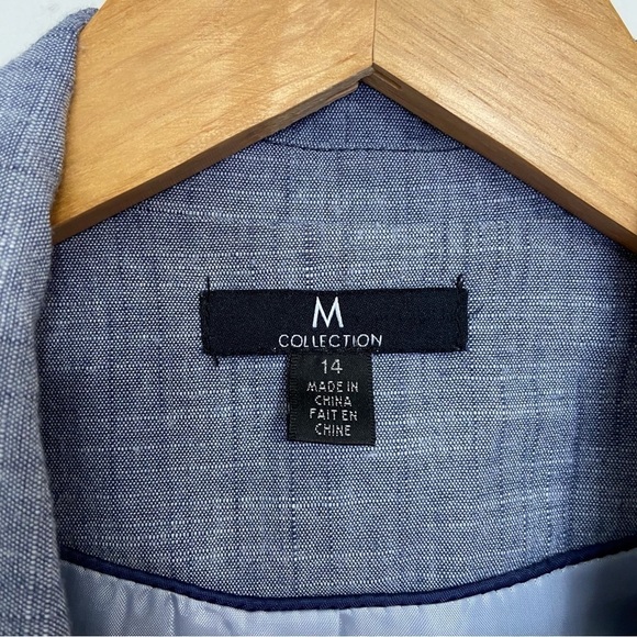 M Collection blazer cotton blend blue vest size 14 denim mix plus size jacket - Picture 4 of 16